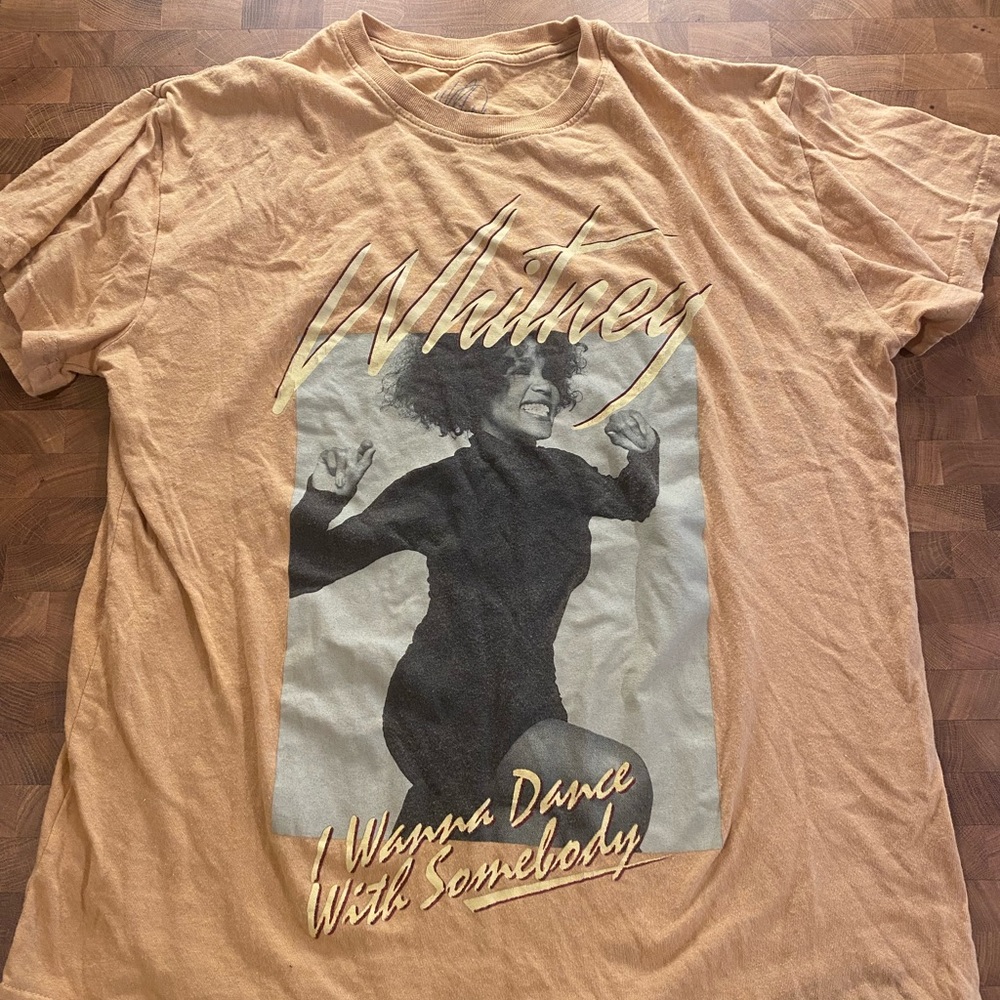 Whitney Houston graphic tee, yellow